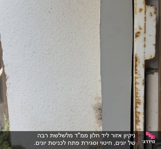 קיר עם כתמי לכלוך וחלודה